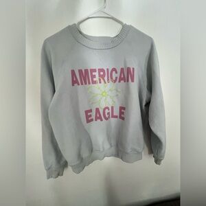 American Eagle Lighh Blue Sweatshirt with Pink Logo